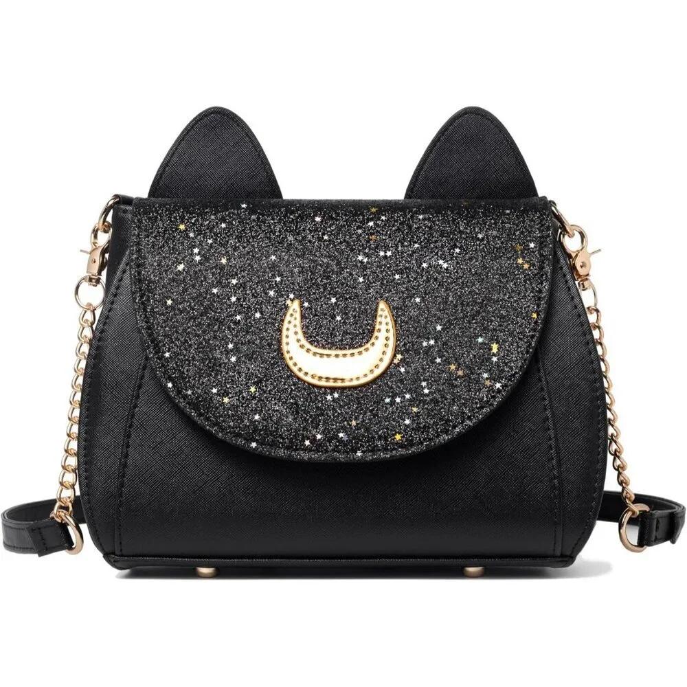 Women Kawaii Sequin Crossbody Bag Hipster Cosplay Purse with Adjustable Chain